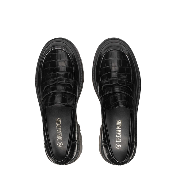Classic Platform Moccasin Loafers - BLACK STONE PU - 3